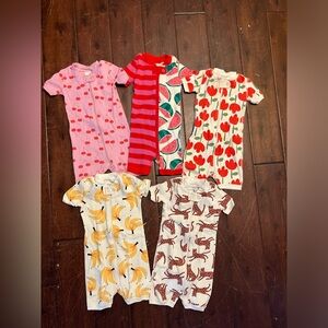 Bundle of 5 Hanna Andersson Shortall Pajamas 6-12mo